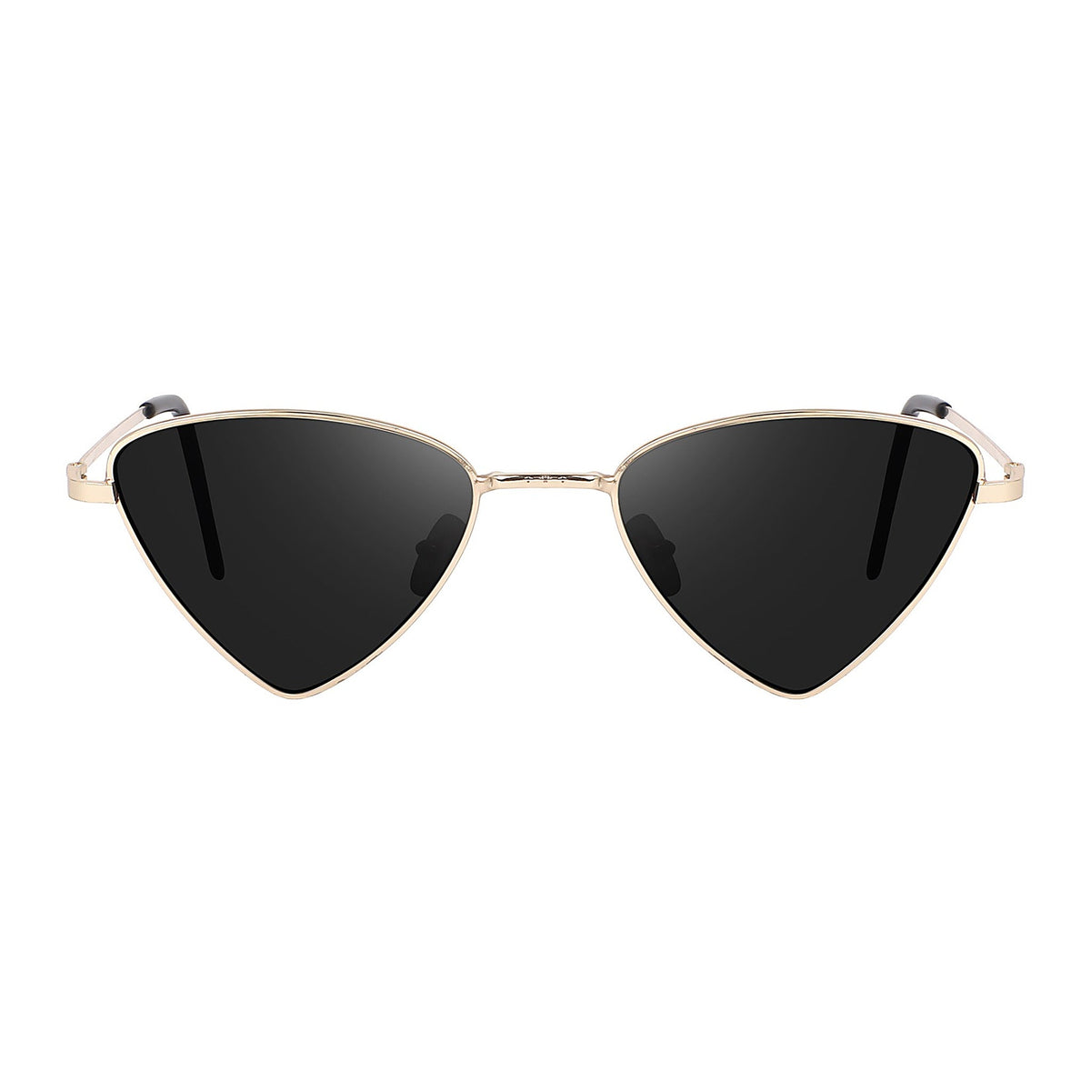 ROSHFORT Noir Apex gold triangular cat-eye sunglasses, front view