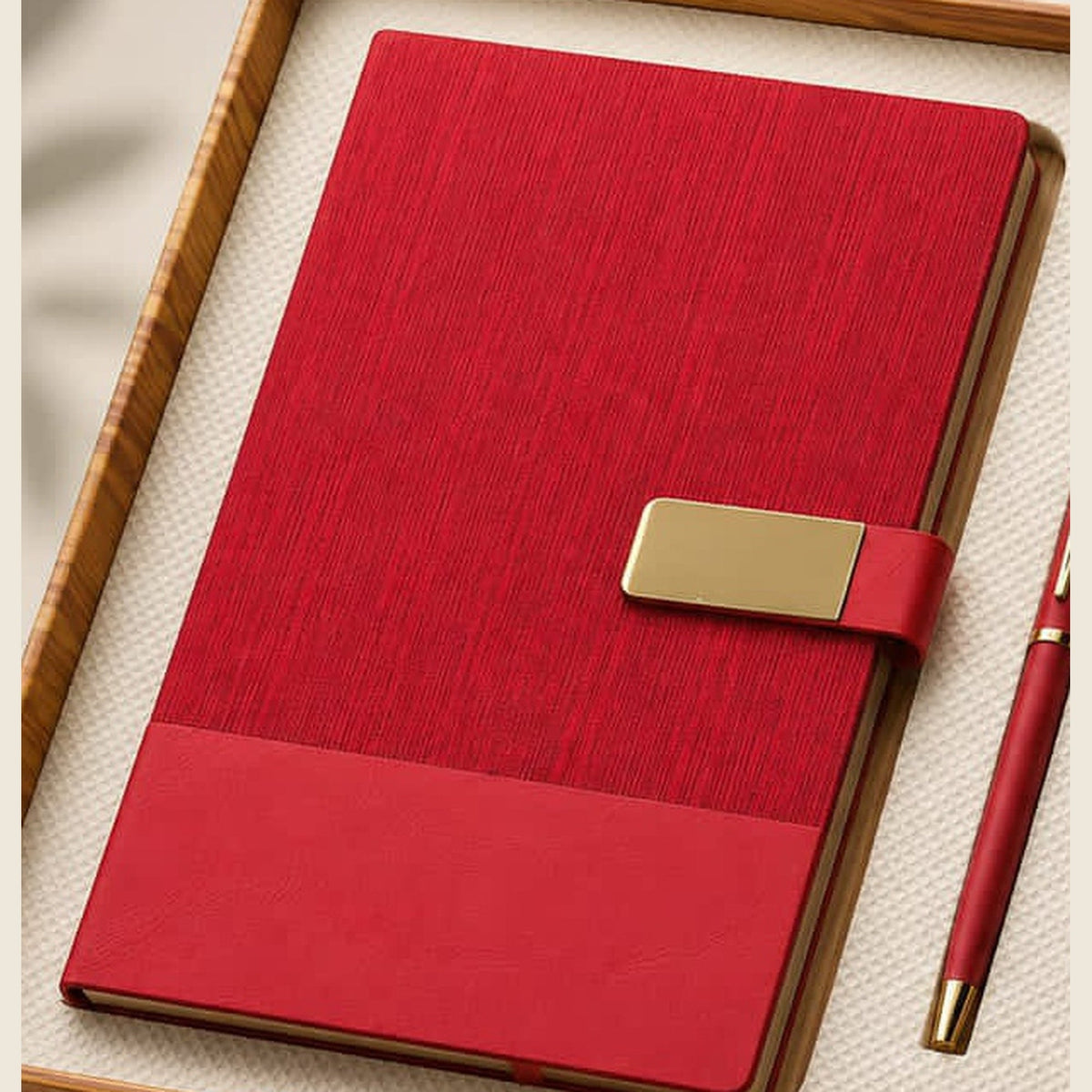 Crimson A5 diary with gold clasp and gilded page edges
