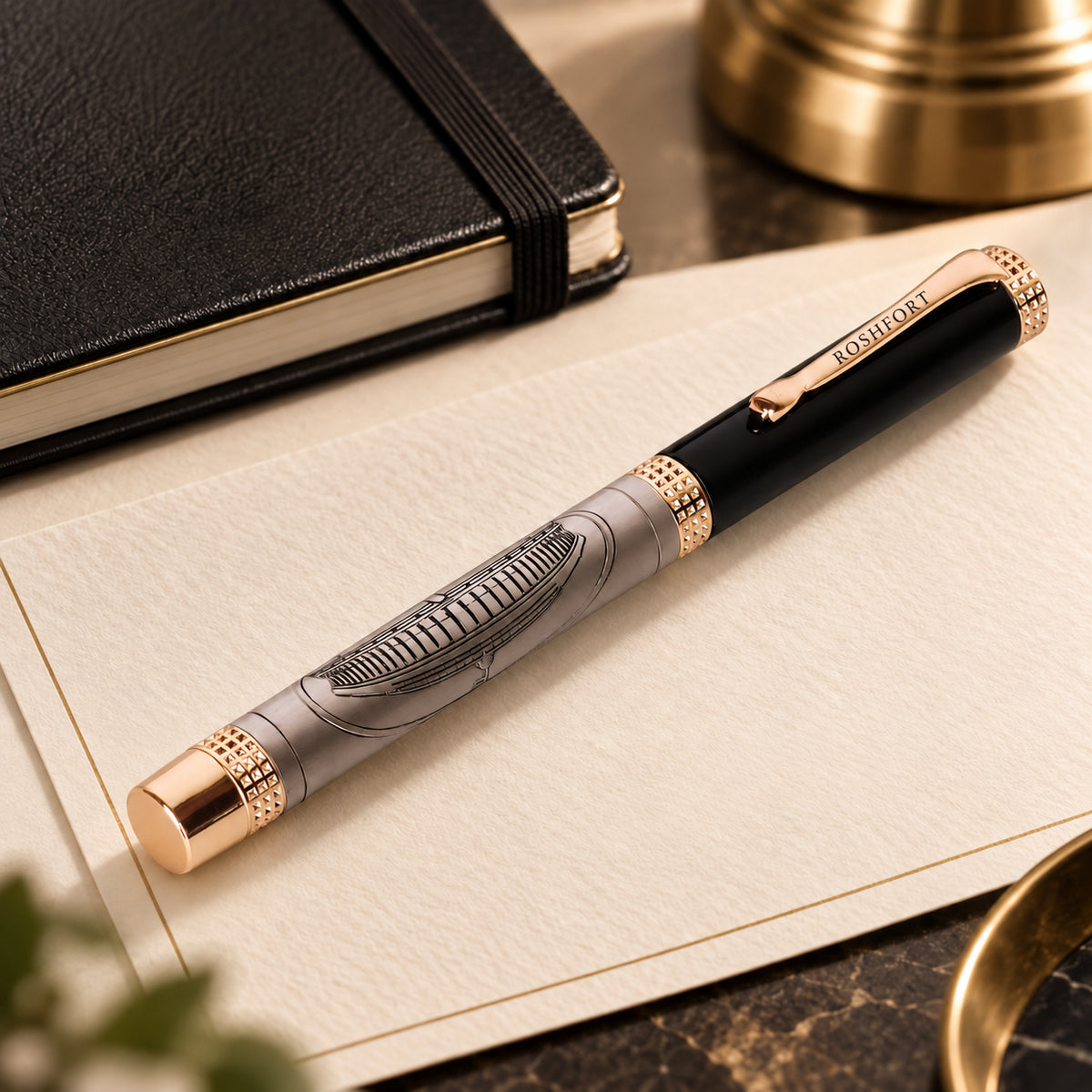 ROSHFORT Parliament Signature Roller Pen | Magnetic Cap, Parliament of India Engraving