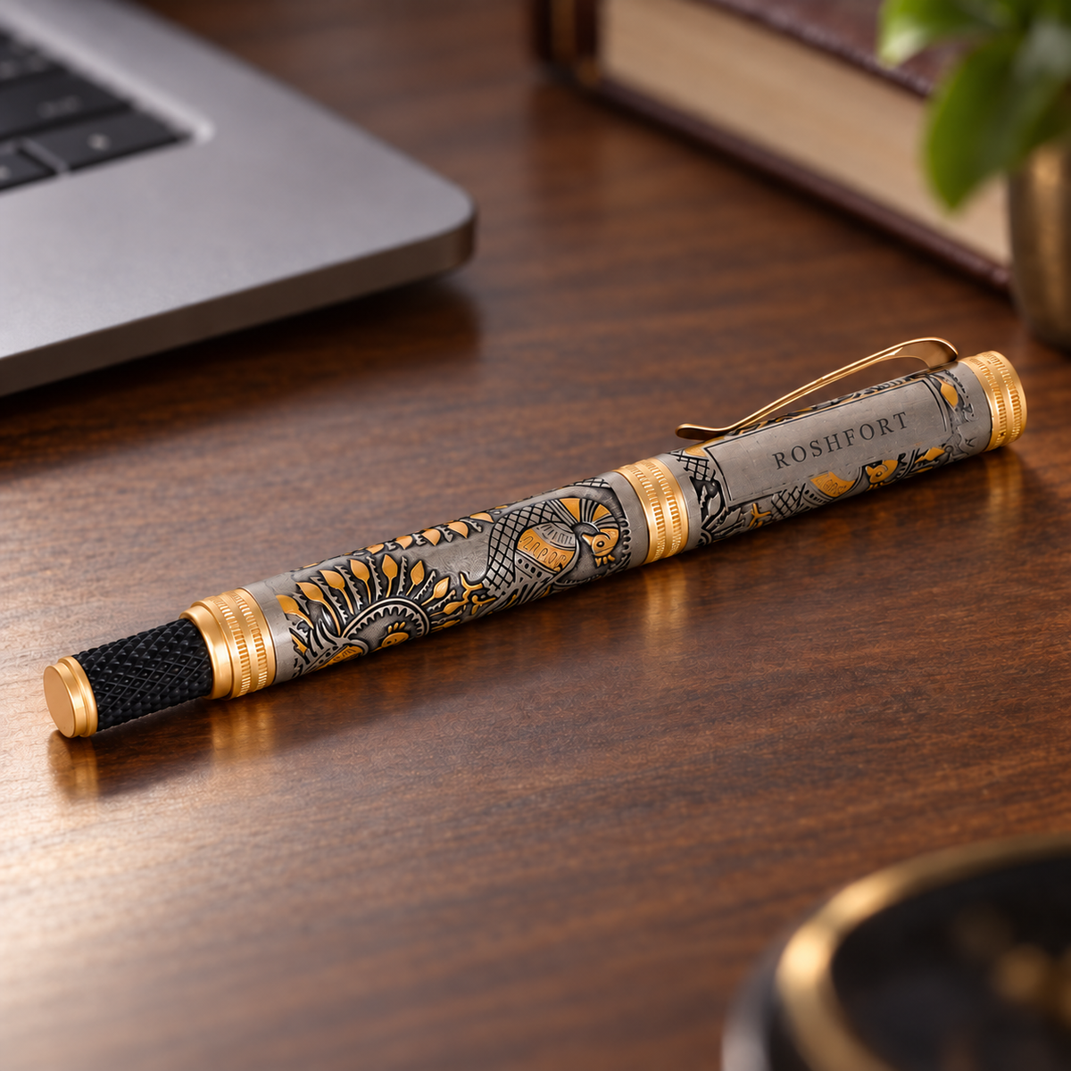ROSHFORT Madhubani Signature Roller Pen — name-panel view