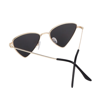 Gold triangular cat-eye sunglasses at an angle