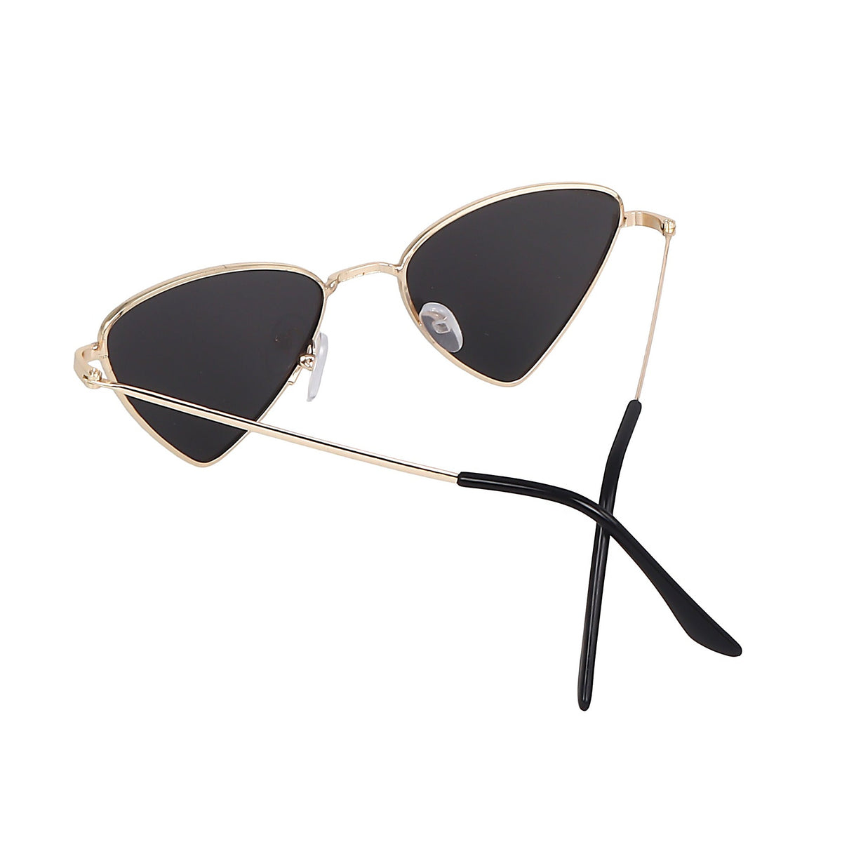 Gold triangular cat-eye sunglasses at an angle