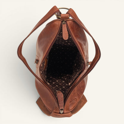 ROSHFORT Activa opened from the top, showing the fabric-lined interior and internal zip pocket