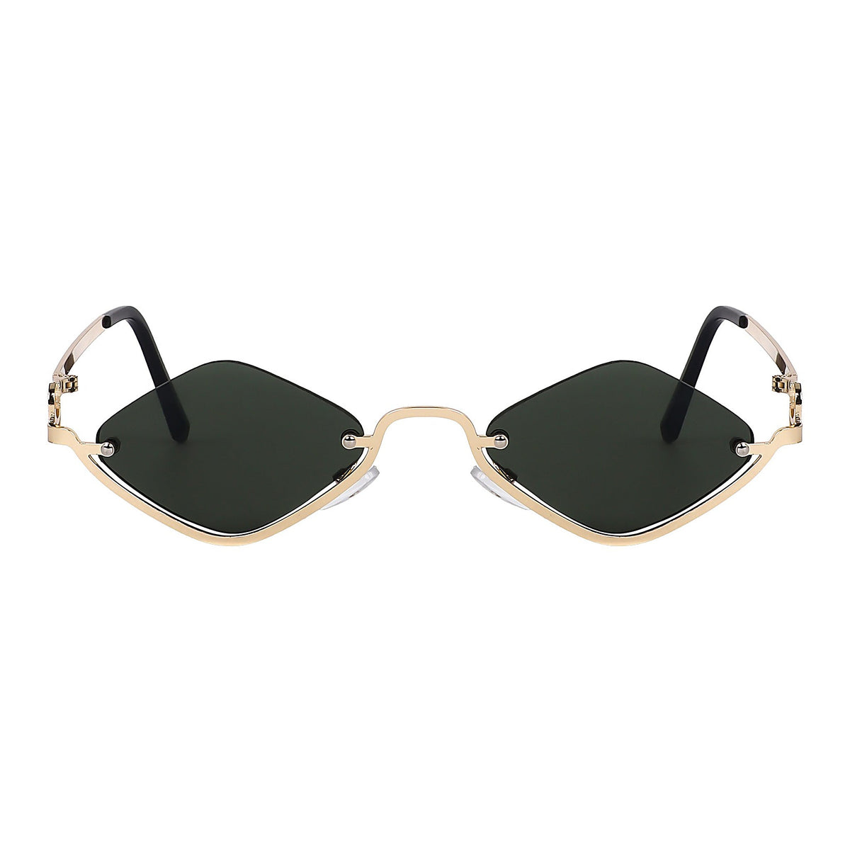 ROSHFORT Noir Facet gold sunglasses with G15 green faceted lenses, front view