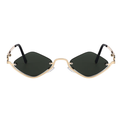 ROSHFORT Noir Facet gold sunglasses with G15 green faceted lenses, front view