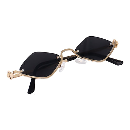 Gold faceted sunglasses angled view showing temple and hinge
