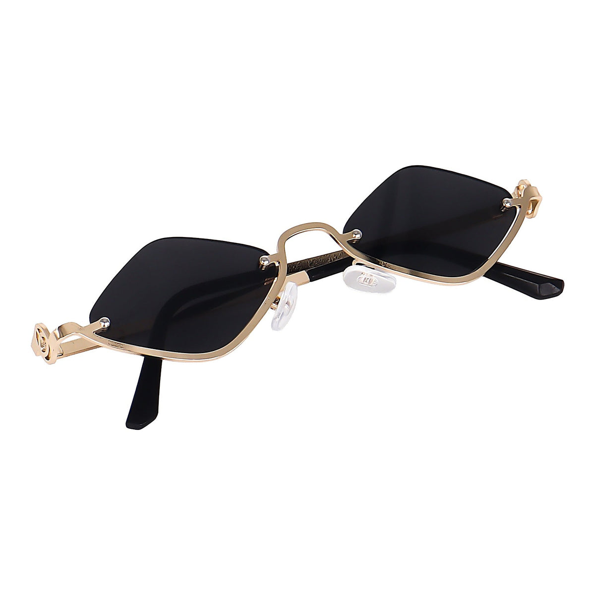 ROSHFORT gold faceted sunglasses, temple and hinge where the engraving goes