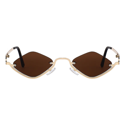 ROSHFORT Noir Facet gold sunglasses with brown faceted diamond lenses, front view