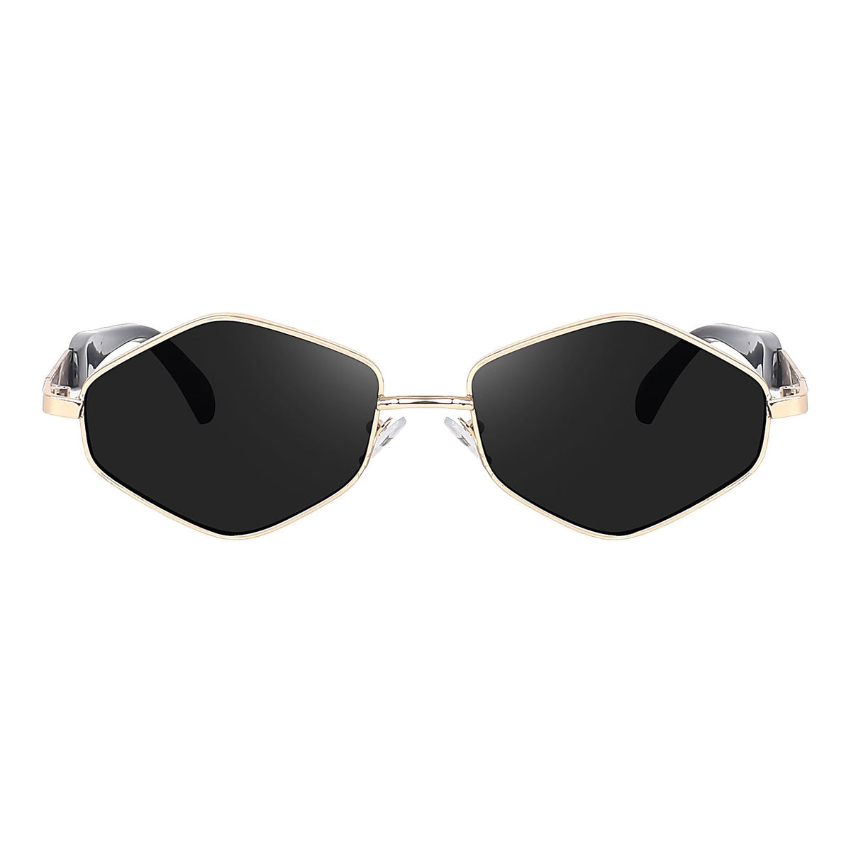 ROSHFORT Noir Hexon gold hexagonal sunglasses, front view