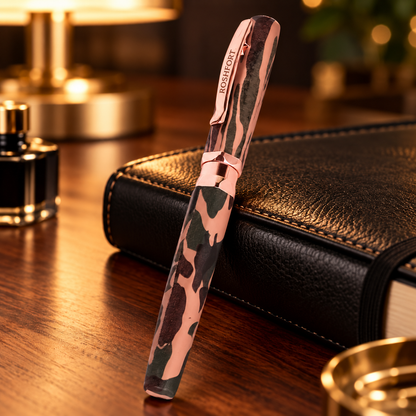 ROSHFORT Camouflage Signature Roller Pen | Rose Gold Trim, Army Print Body