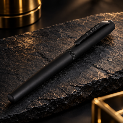 ROSHFORT Matte Black Signature Roller Pen | Magnetic Cap, Laser-Branded Clip