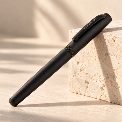 ROSHFORT Matte Black Signature Roller Pen | Magnetic Cap, Laser-Branded Clip