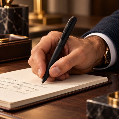 ROSHFORT Matte Black Signature Roller Pen - Personalised with Your Name | Magnetic Cap, Laser-Branded Clip