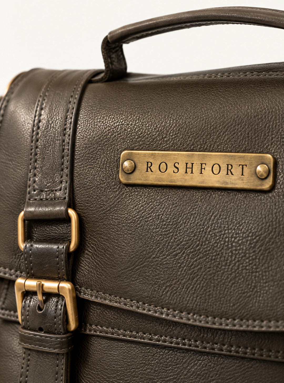 ROSHFORT brass name plate on the flap