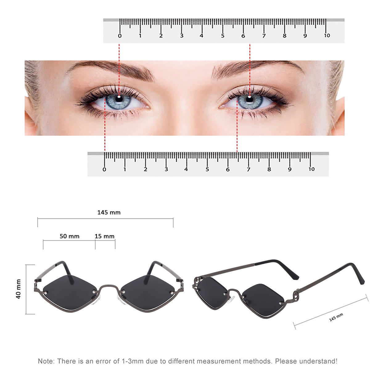 ROSHFORT Noir Facet sunglasses size guide