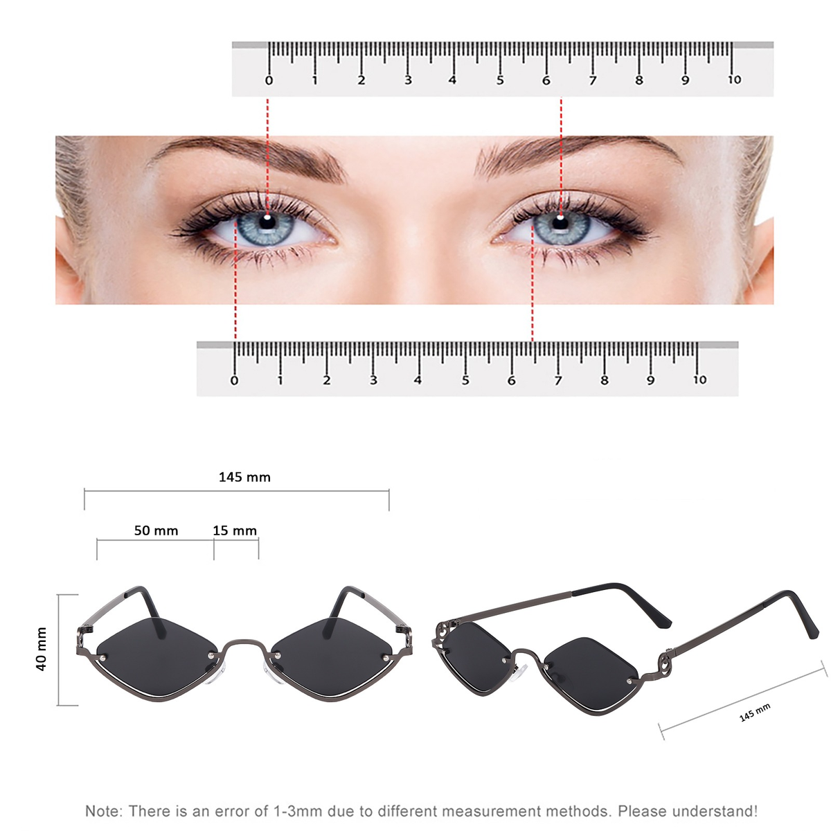 ROSHFORT Noir Facet sunglasses size guide