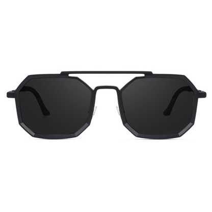 ROSHFORT Noir Hexa black sunglasses, front view