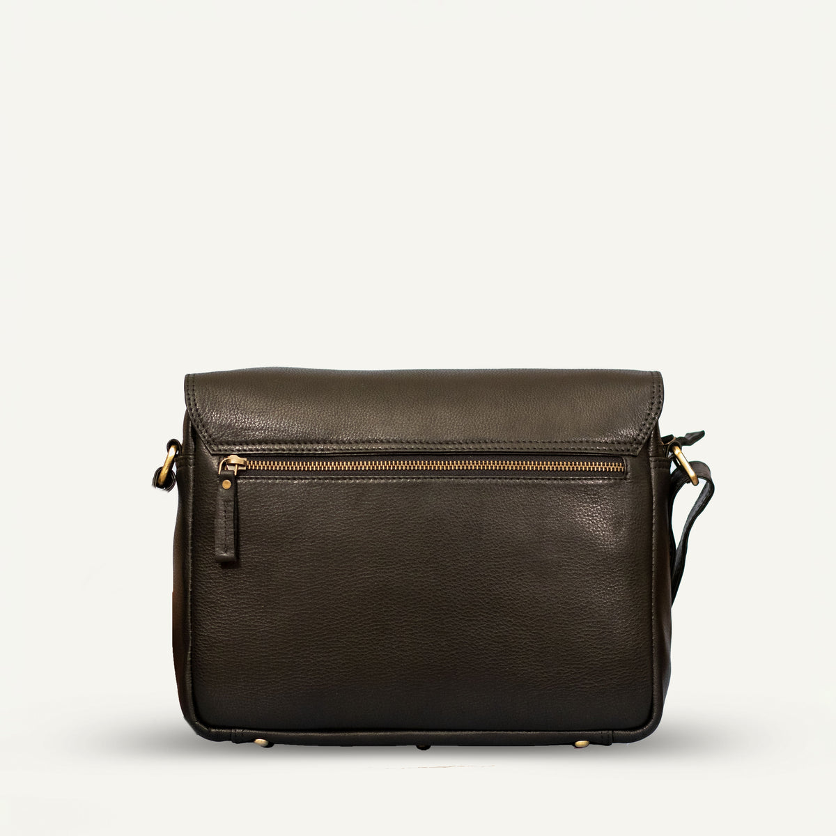 ROSHFORT Vince Cort Black Personalised Leather Flap Messenger Bag