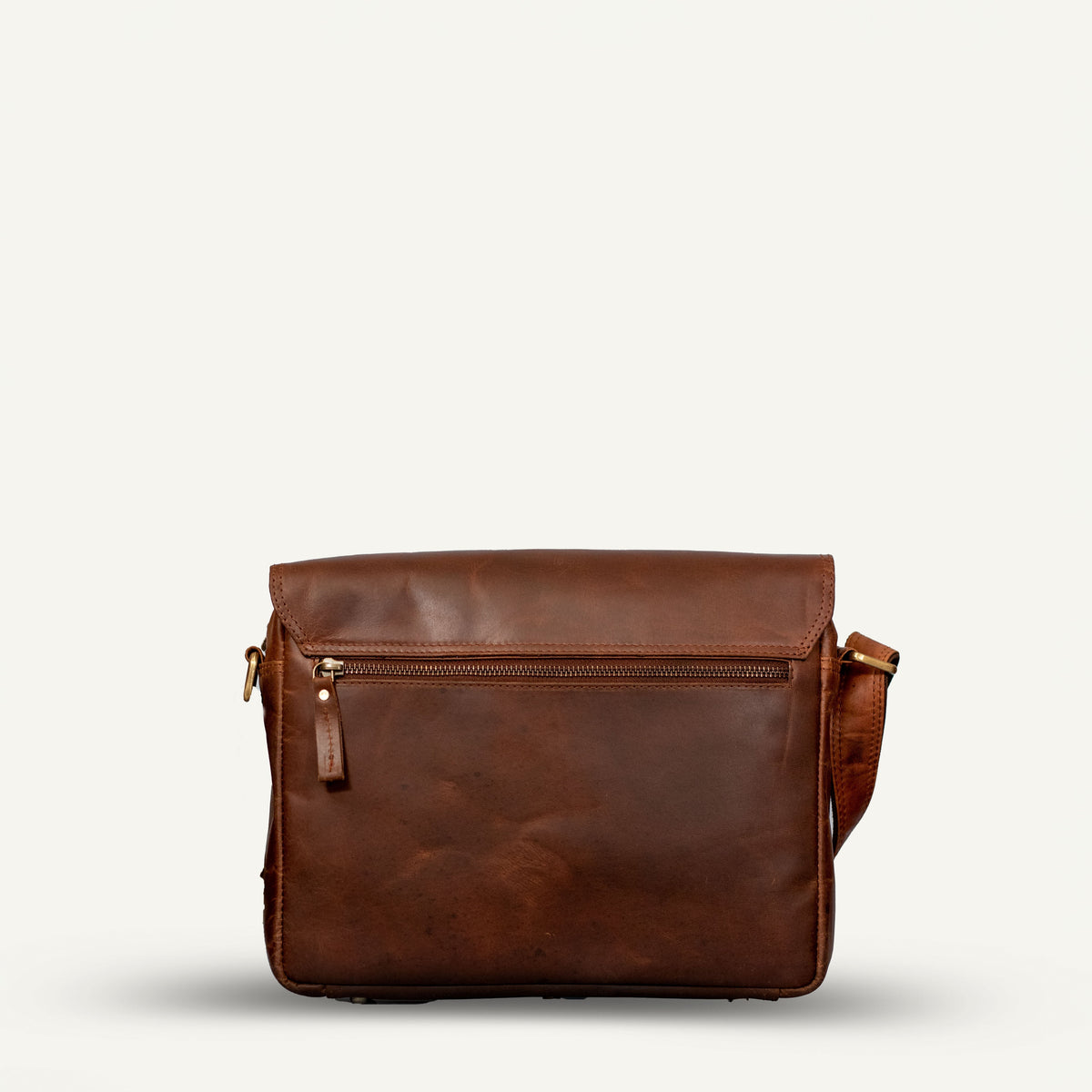 ROSHFORT Vince Cort Cognac Personalised Leather Flap Messenger Bag