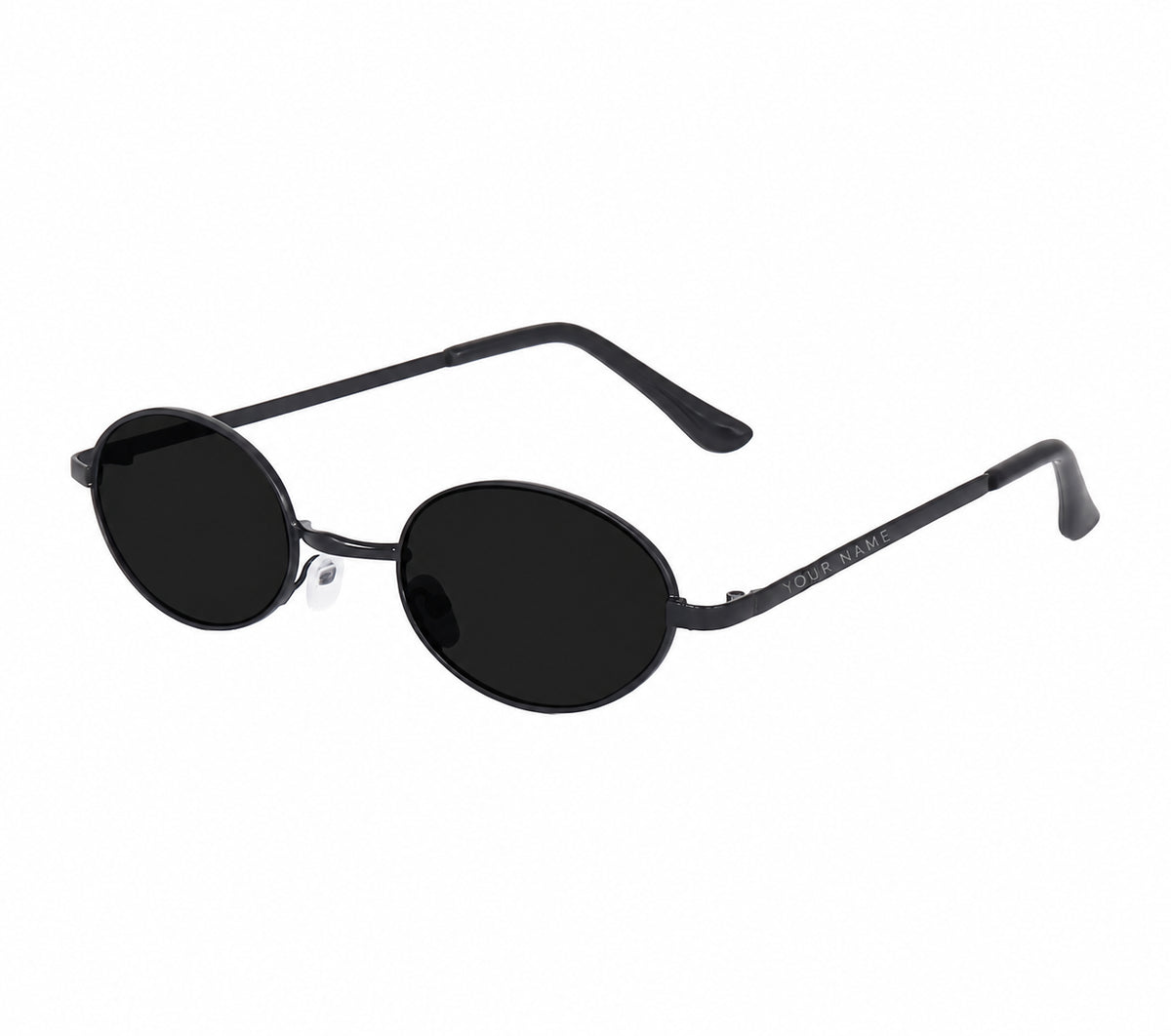 ROSHFORT Noir Oval personalised sunglasses with your name laser engraved on the right temple