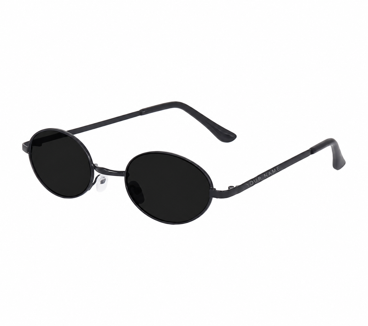 ROSHFORT Noir Oval personalised sunglasses with your name laser engraved on the right temple