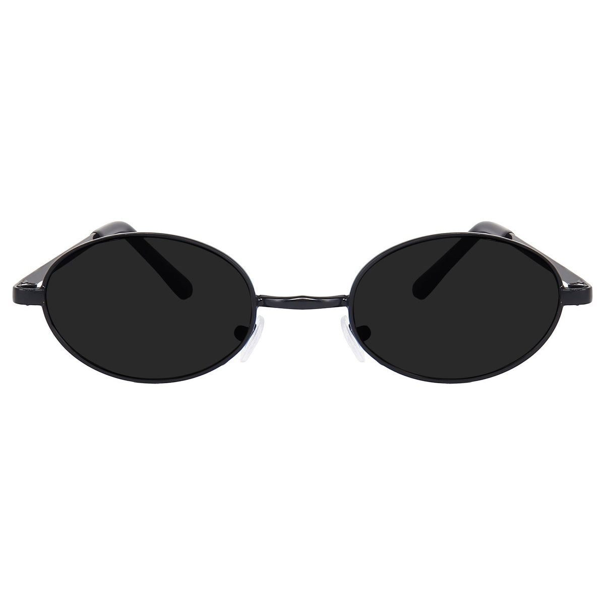 ROSHFORT Noir Oval black metal sunglasses, front view