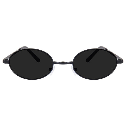 ROSHFORT Noir Oval black metal sunglasses, front view