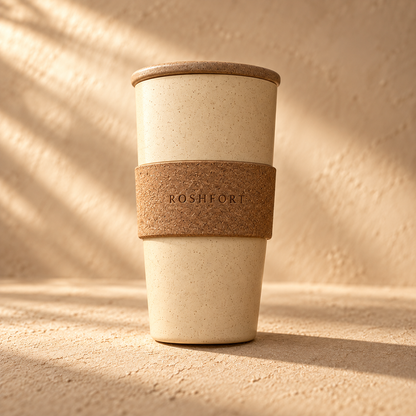 Cork and bamboo five-piece gift set in its kraft box