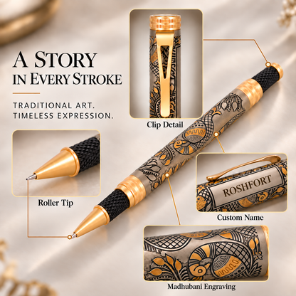 ROSHFORT Madhubani Signature Roller Pen — design and detail overview